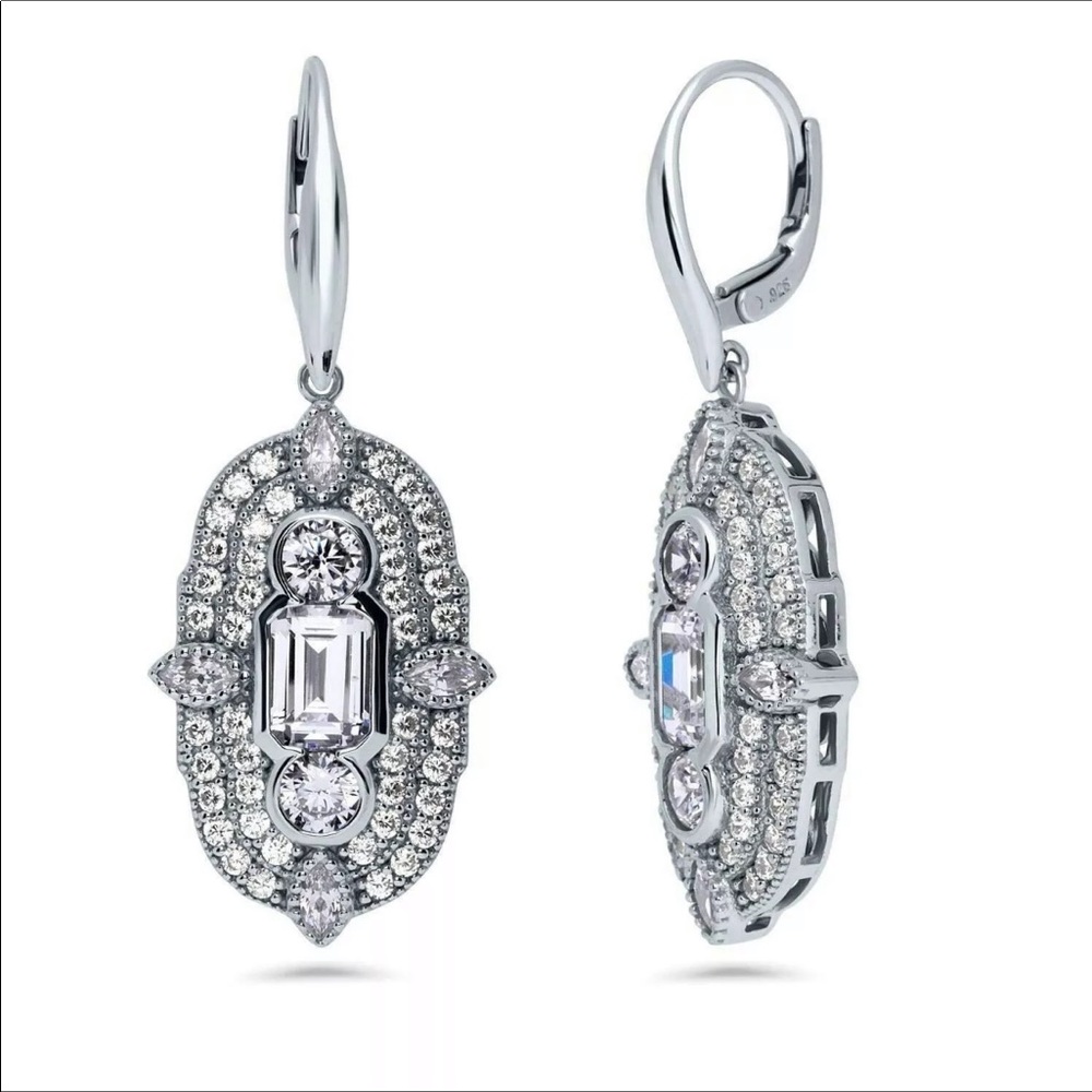 New 3Pc White Gold Cubic Zircon Necklace/ER Set - Picture 11 of 12